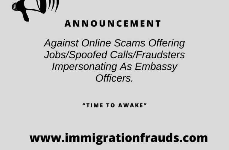 Advisory Against Online Scams Offering Jobs/Spoofed Calls/Fraudsters Impersonating As Embassy Officers. 