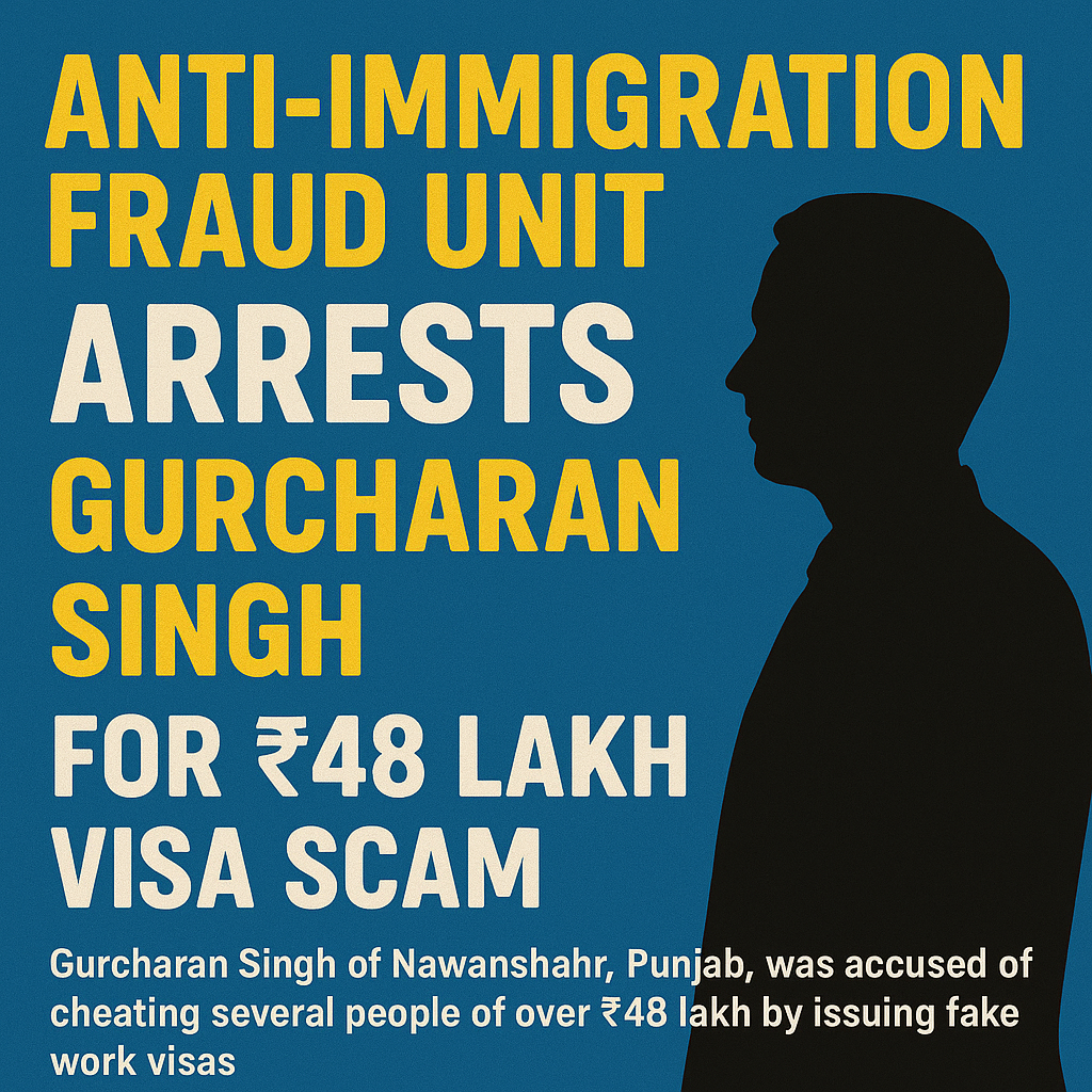 Anti-Immigration Fraud Unit Arrests Punjab Resident for ₹48 Lakh Visa Scam