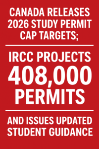 Canada Releases 2026 Study Permit Cap Targets; IRCC Projects 408,000 Permits and Issues Updated Student Guidance