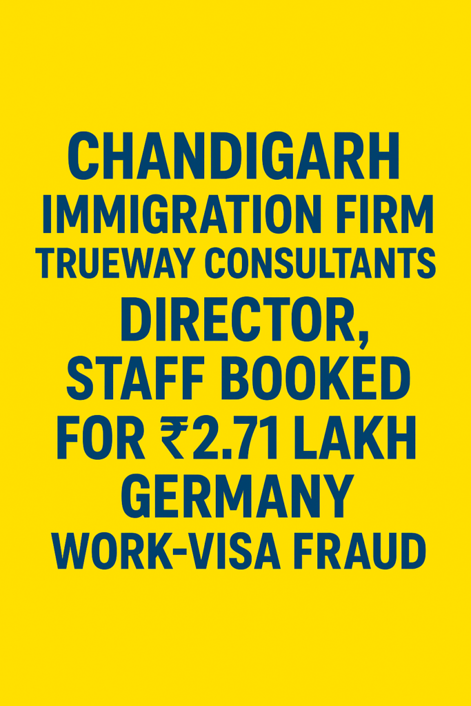 Chandigarh Immigration Firm Trueway Consultants Director, Staff Booked for ₹2.71 Lakh Germany Work-Visa Fraud