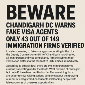 Chandigarh DC Warns Fake Visa Agents: Only 43 Out of 149 Immigration Firms Are Verified