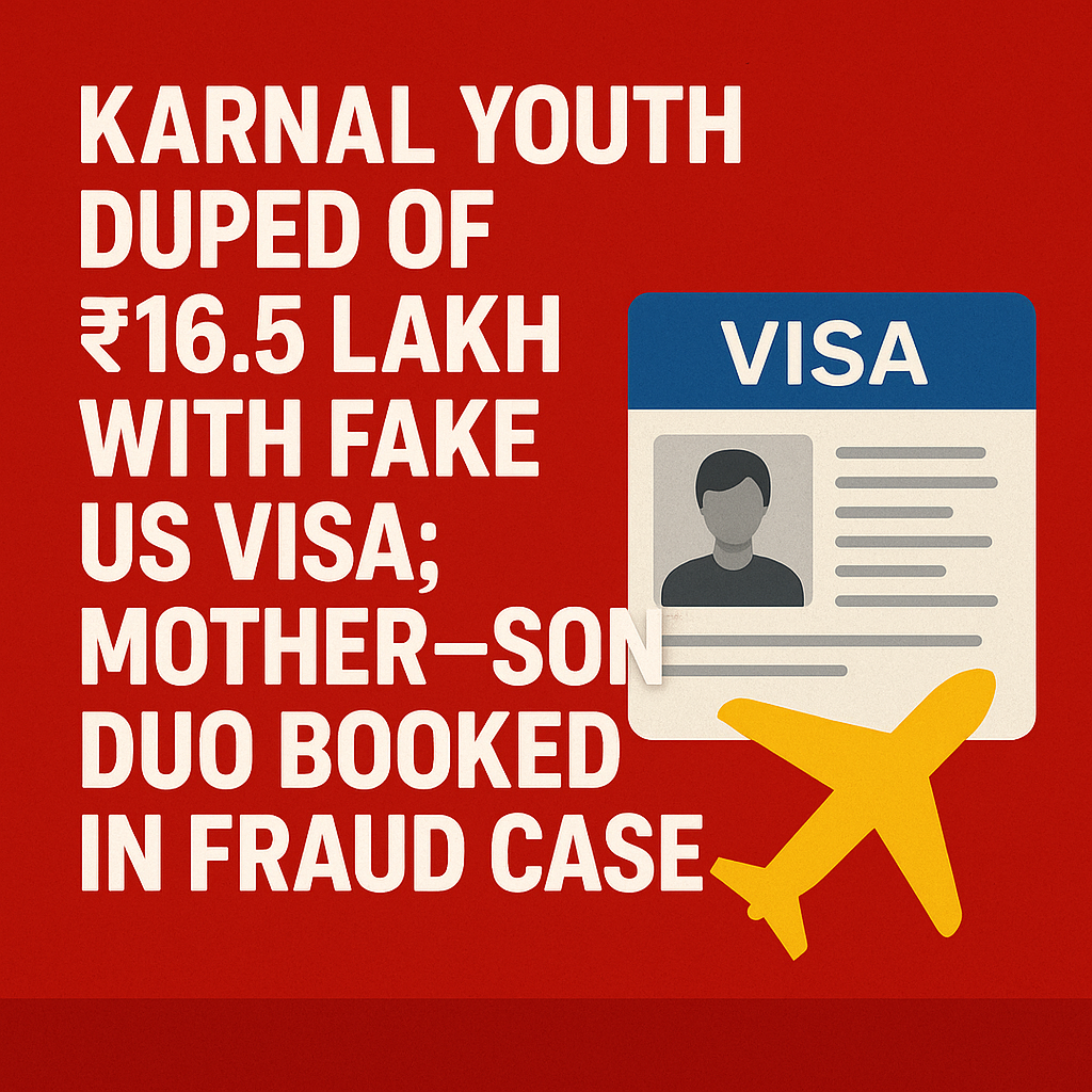 Karnal Youth Duped of ₹16.5 Lakh With Fake US Visa; Mother–Son Duo Booked in Fraud Case