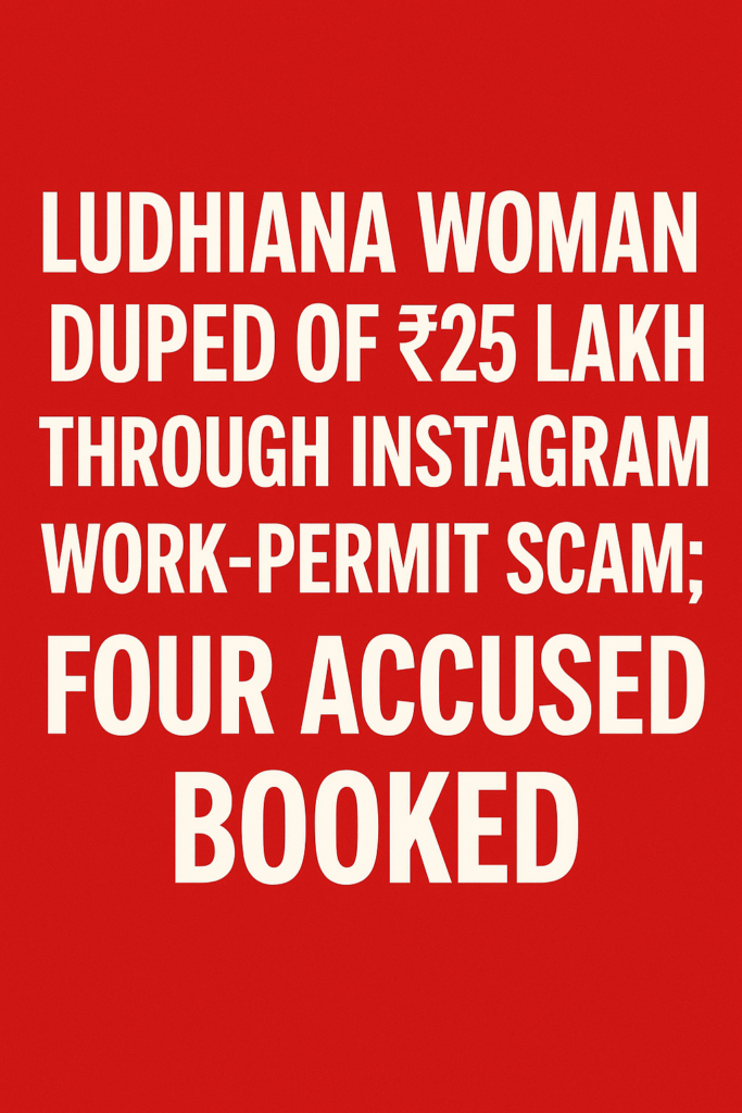 Ludhiana Woman Duped of ₹25 Lakh Through Instagram Work-Permit Scam; Four Accused Booked