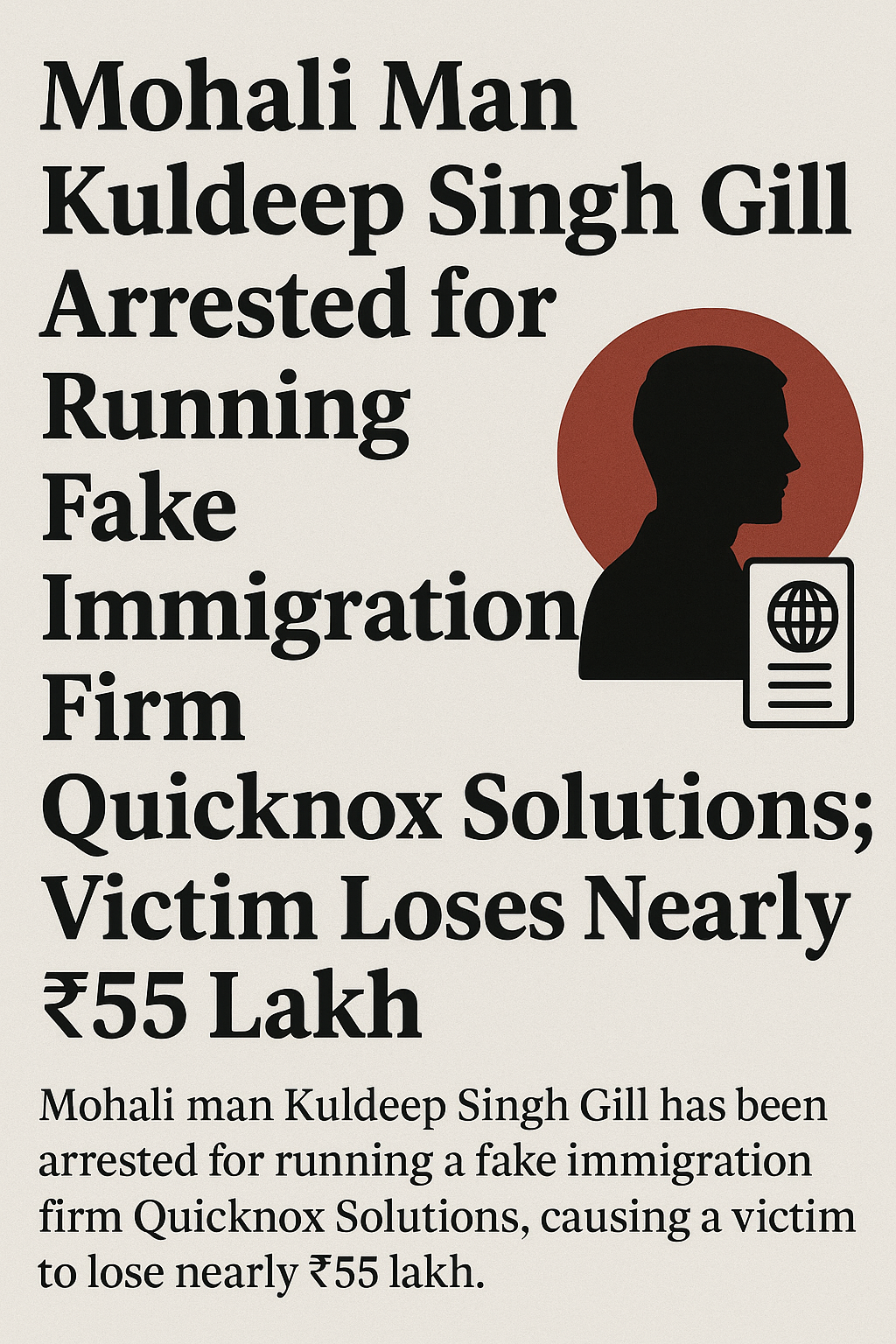 Mohali Man Kuldeep Singh Gill Arrested for Running Fake Immigration Firm ; Victim Loses Nearly ₹55 Lakh