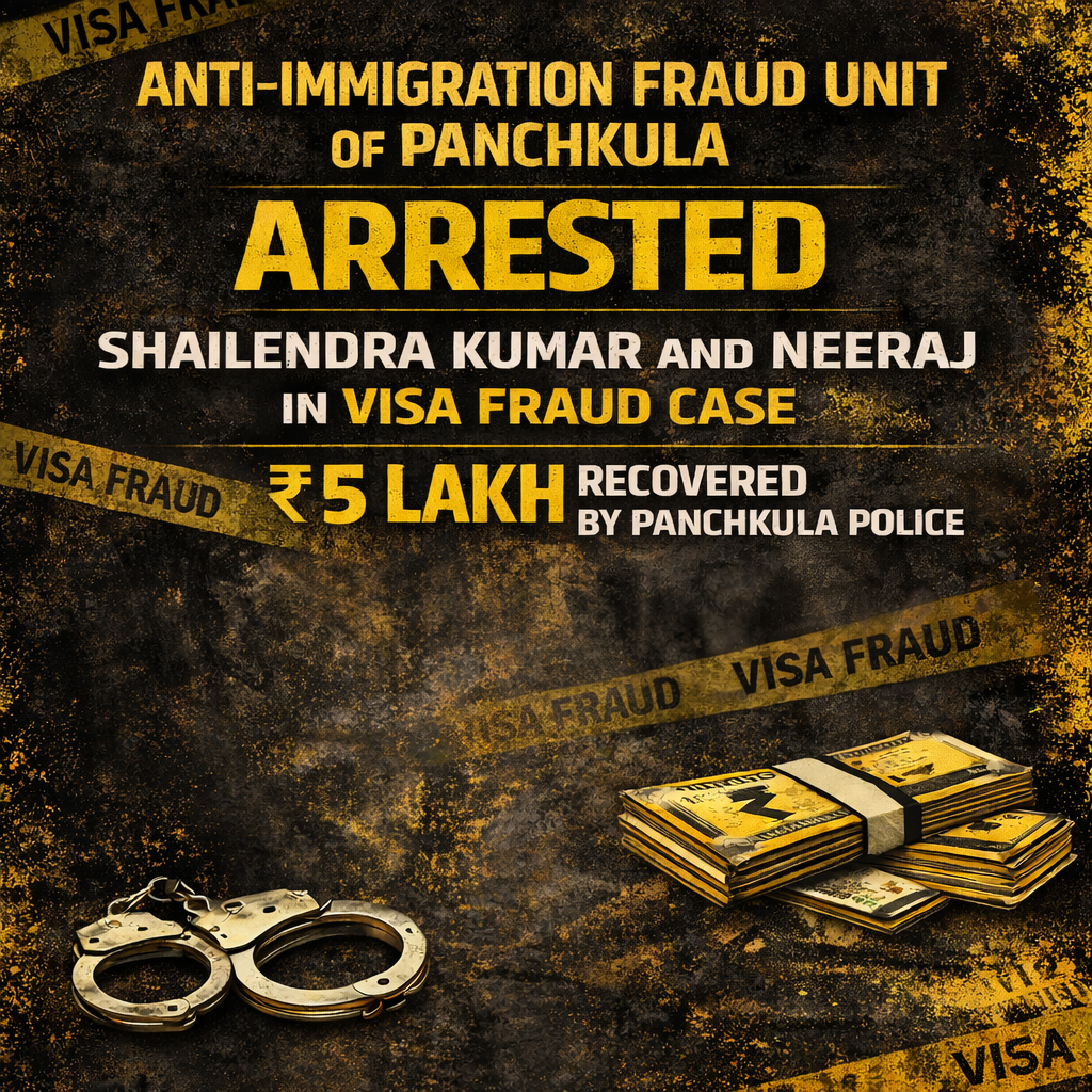 Anti-Immigration Fraud Unit of Panchkula Arrested Shailendra Kumar And Neeraj in Visa Fraud Case, ₹5 Lakh Recovered by Panchkula Police