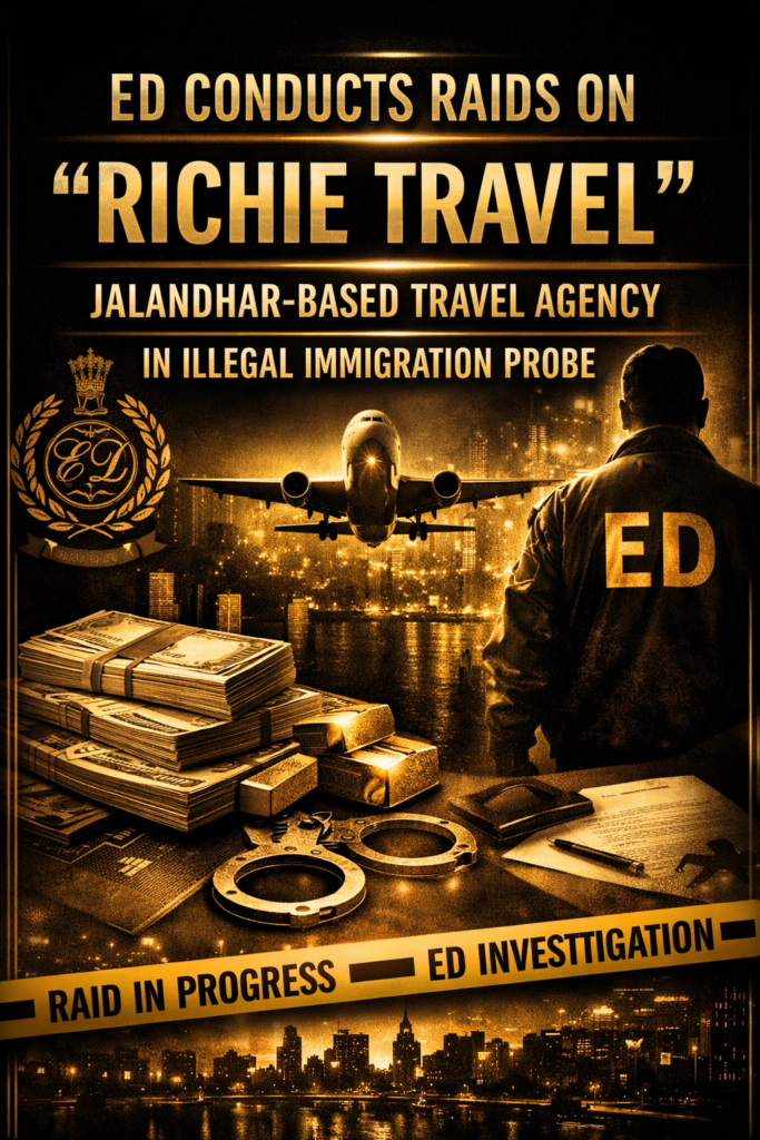 ED Conducts Raids on “Richie Travel” Jalandhar-Based Travel Agency in Illegal Immigration Probe
