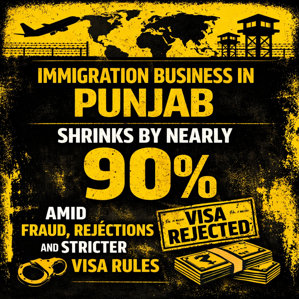 Immigration Business in Punjab Shrinks by Nearly 90% Amid F￼raud, Rejections and Stricter Visa Rules