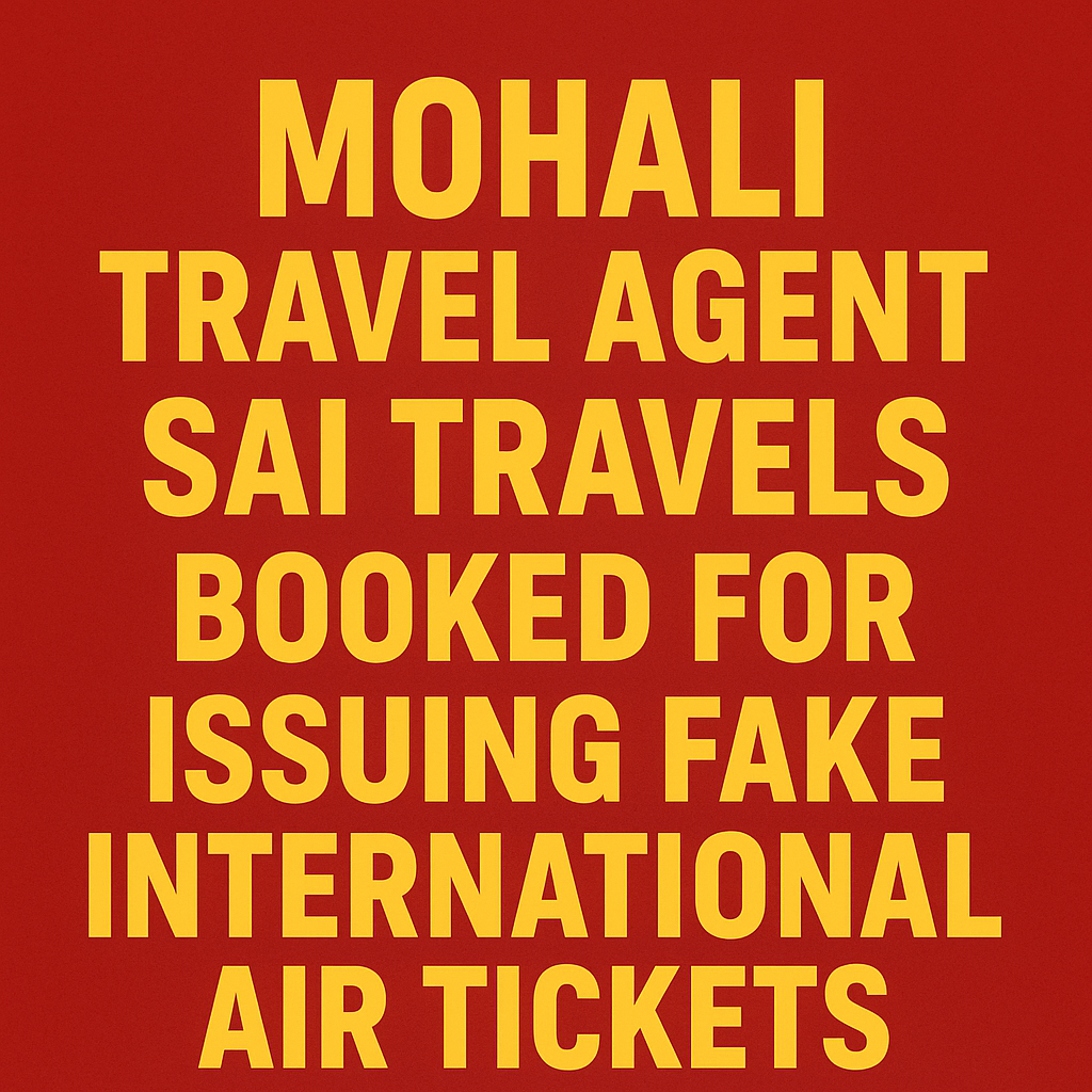 Mohali Travel Agent Sai Travels Booked for Issuing Fake International Air Tickets , Probe Reveals Repeat Offences