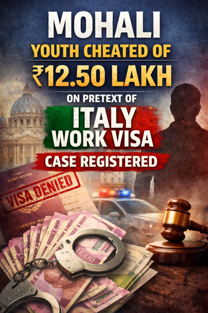 Mohali Youth Cheated of ₹12.50 Lakh on Pretext of Italy Work Visa, Case Registered