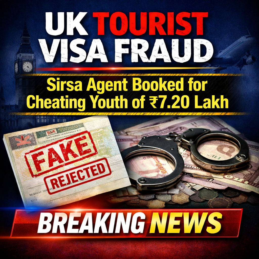 UK Tourist Visa Fraud, Sirsa Agent Booked for Cheating Youth of ₹7.20 Lakh