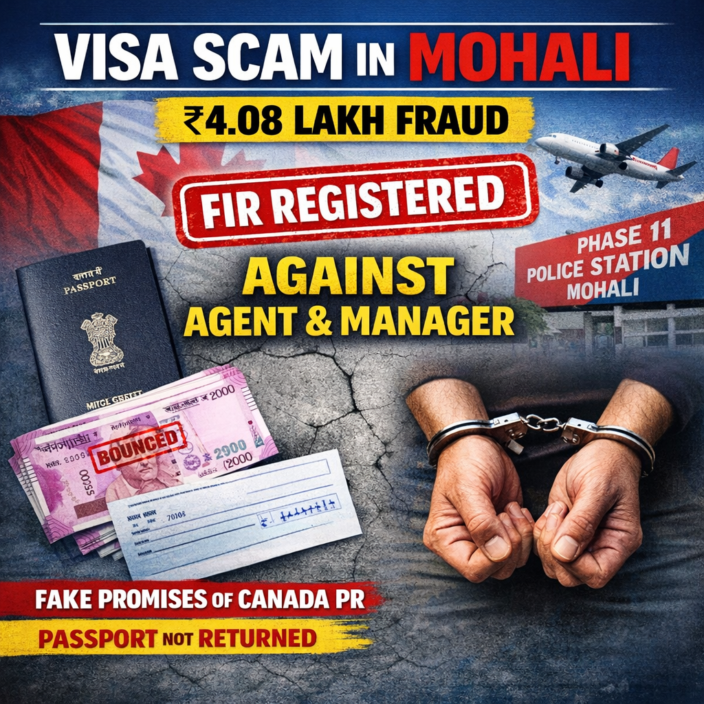 Visa Scam In Mohali, ₹4.08 Lakh Fraud: FIR Registered Against Agent and Manager