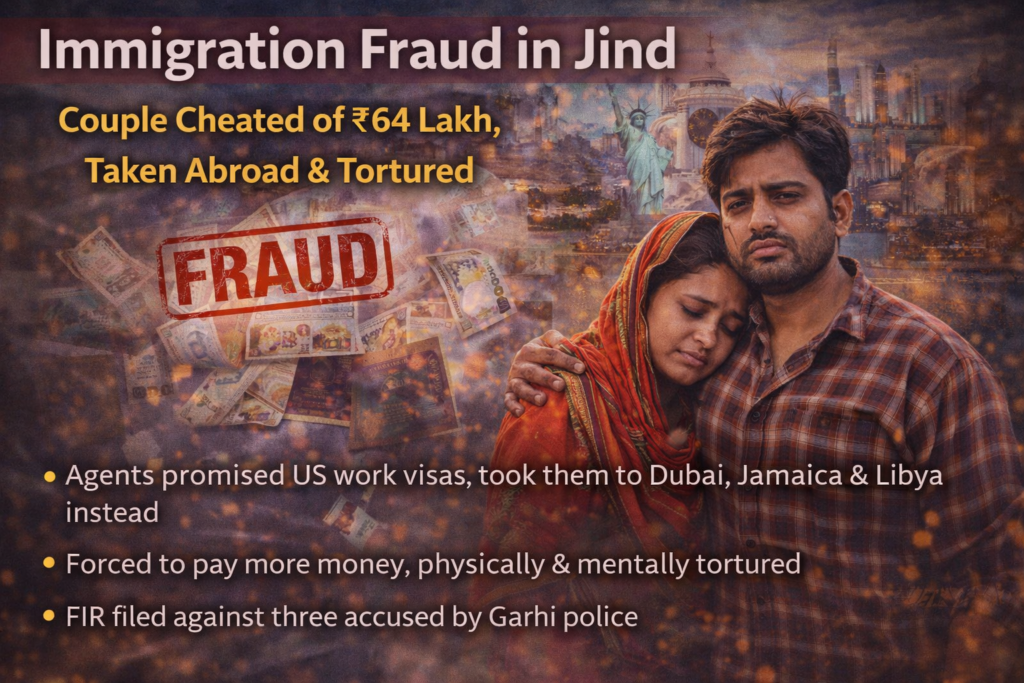 Immigration Fraud in Jind: Couple Cheated of ₹64 Lakh, Taken Across Countries and Tortured