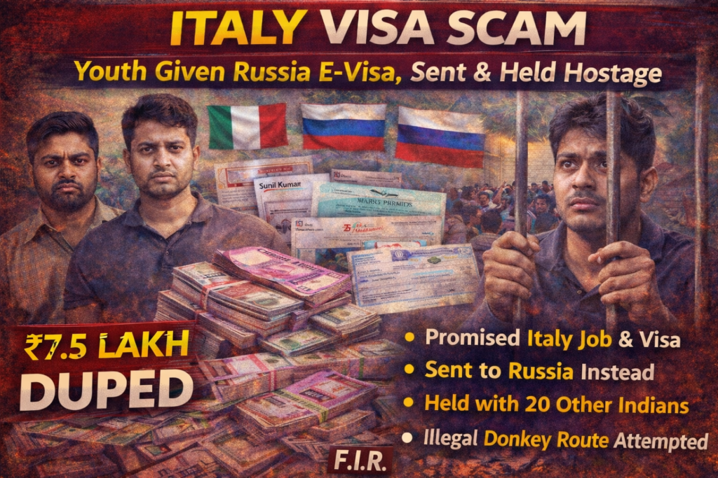 Youth duped of Rs 7.5 lakh in Italy visa scam, sent to Russia and held hostage, Case Registered against 2 people of “AIM Study Abroad”, Yamunanagar