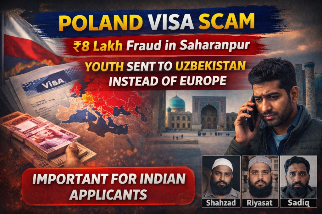 Poland Visa Scam: ₹8 Lakh Immigration Fraud in Saharanpur, Youth Sent to Uzbekistan Instead of Europe