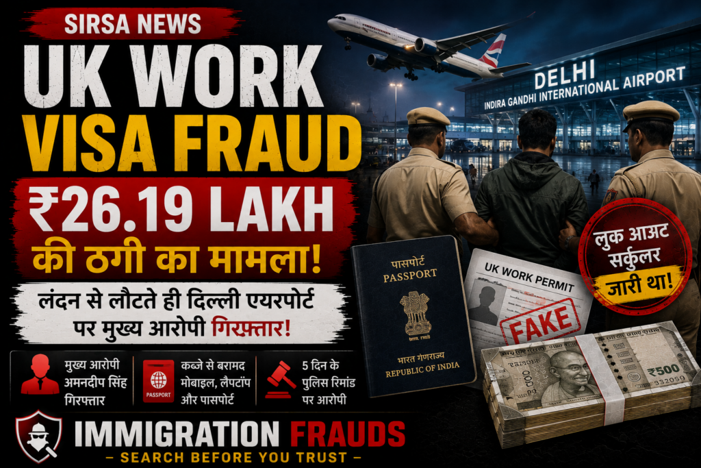 UK Work Visa Fraud: Main Accused Arrested at Delhi Airport in ₹26.19 Lakh Sirsa Immigration Scam